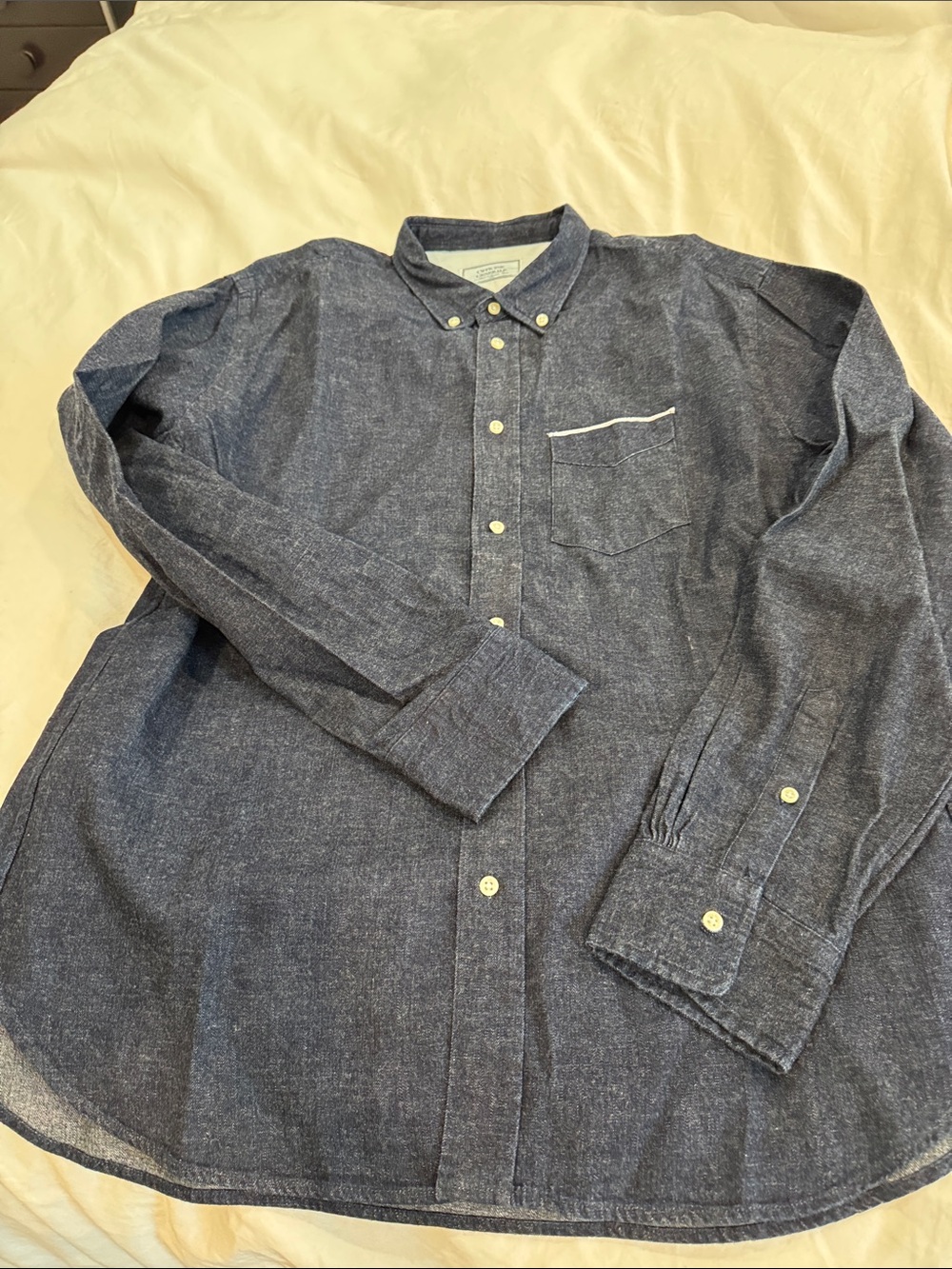 Officine Generale Navy Button-Down Dark Blue Chambray Shirt